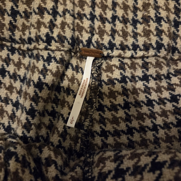 Free People Maryam Paperbag Waist Houndstooth Wide Leg Trousers Size L - Picture 7 of 14